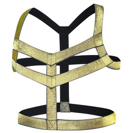 Mens Harness Belt Body Chest Elastic Halter Nylon Shoulder Strap Club Wear Costume, 2pcs Black Gold + Silver, One Size