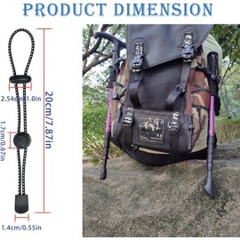 Linyongc Backpack Hiking Stick Holder Straps, 10pcs, Black, Elastic Rope with Plastic Buckle, Ideal for Camping, Hiking, Hunting, Trekking, Climbing, Mountaineering, Fishing