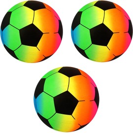 PHG Neon Rainbow PVC Football | Uninflated PVC Balls for Indoor, Outdoor, and Beach Sports | Rubber | Lightweight | Beach Games | Toddlers Ball | Soft (Pack of 3, Multicolour)