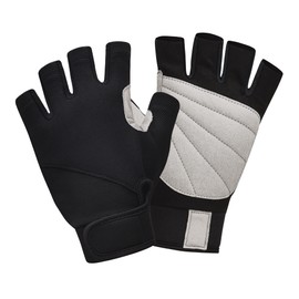 ChinFun Unisex Sailing Gloves Padded Palm Fingerless Kayaking Glove- Perfect for Paddling, Canoeing for Men Women & Youth Grey & Black L