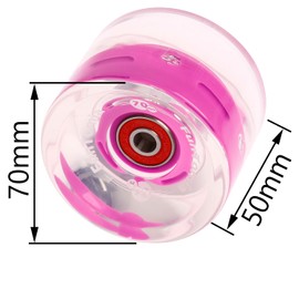FunTomia Pack of 4 (LED) Longboard/Skateboard Wheels (Big Wheels) in 70 x 51 mm 80A Including ABEC-9 Ball Bearings and Metal Spacer 80A Wheel Hardness