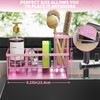 Cisily Pink Kitchen Sink Caddy Organzier with High Brush Holder,