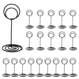 Pine & Linen 20 Pack 8.5cm/3.35inch Table Number Holders, Mini Place Card Holders Cute Photo Holder, Wire Picture Clips for Wedding Party Graduation Reception/Restaurant Home(Black)