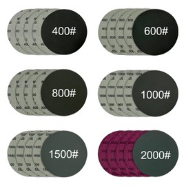 Goujfol - Disco de lija de 5 pulgadas, 30 unidades de papel de lija seco húmedo, 400 600 800 1000 1500 2000, papel de lija redondo para lijadora orbital, automóvil, madera o metal