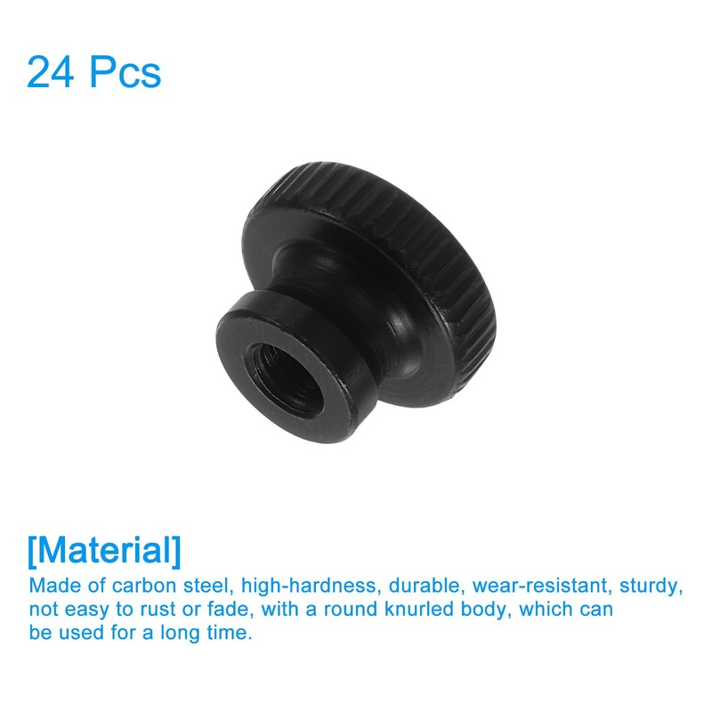 sourcing map Knurled Thumb Nuts, 24Pcs M5 Carbon Steel Nut