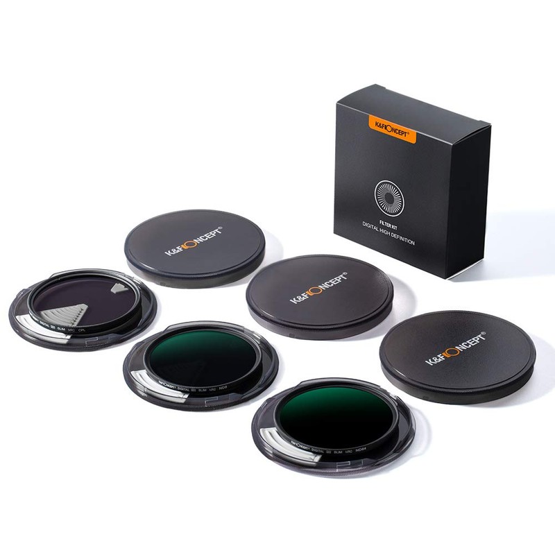 K&F Concept 77MM Lens Filter Kit CPL+ND8+ND64 Multi-Coated Circular Polarizing