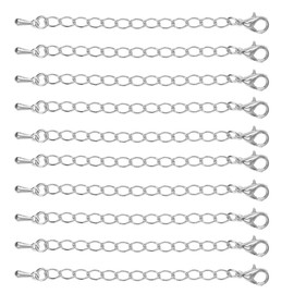 MOTZU 100 Pieces Chain Extension, 3" Long, Stainless Steel Necklace Bracelet Extender Chain, Pendant Anklet Chain Extenders, Strong Hold, Silver