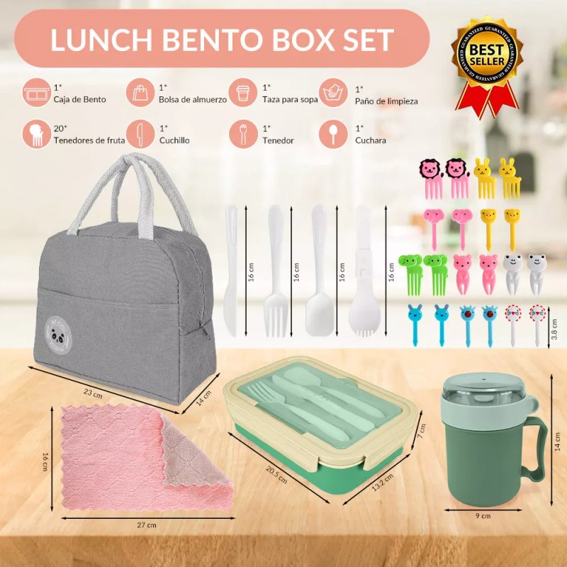 Nasjac Lonchera Fiambrera Portátil Lunch Box Gran Capacidad 1400ml