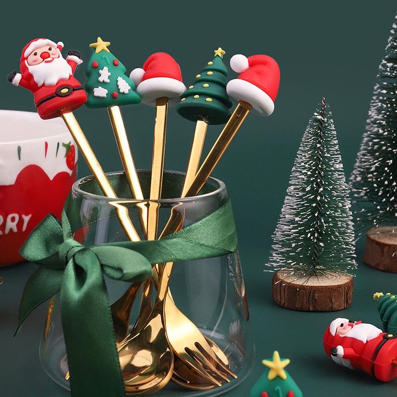 Christmas Spoons Forks Stainless Steel Cute Stylish Christmas Tableware Set