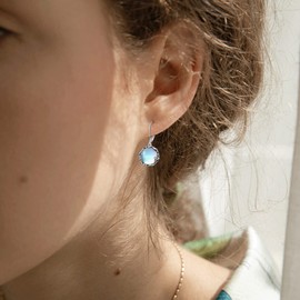 CRMAD Moonstone Leverback Earrings for Women Sterling Silver Earrings for Girls Hypoallergenic (daisy)