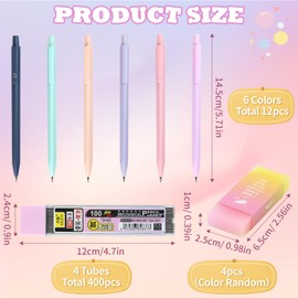 20 Pastel Mechanical Pencil Set, 0.5/0.7mm Cute Pencil Set, Aesthetic Stationery Mechanical Pencil Set, Colorful Drafting Pencil Sets, Sketching Drawing Retractable Pencil Set for Painter Students