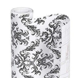 Smart Design Adhesive Shelf Liner - 18 in x 20 ft Roll - Easy Cut, Peel, and Self Stick Decorative Vinyl Film - Cabinet, Drawer, Countertop, Dresser Contact Cover, Paper - Kitchen - Fleur Noir