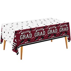 Gatherfun Graduation Party Supplies,Gongrats Grad Tablecover for 2024 Graduation Party Decorations, 3 pcs Class Maroon Table Cloths, 54"x108"