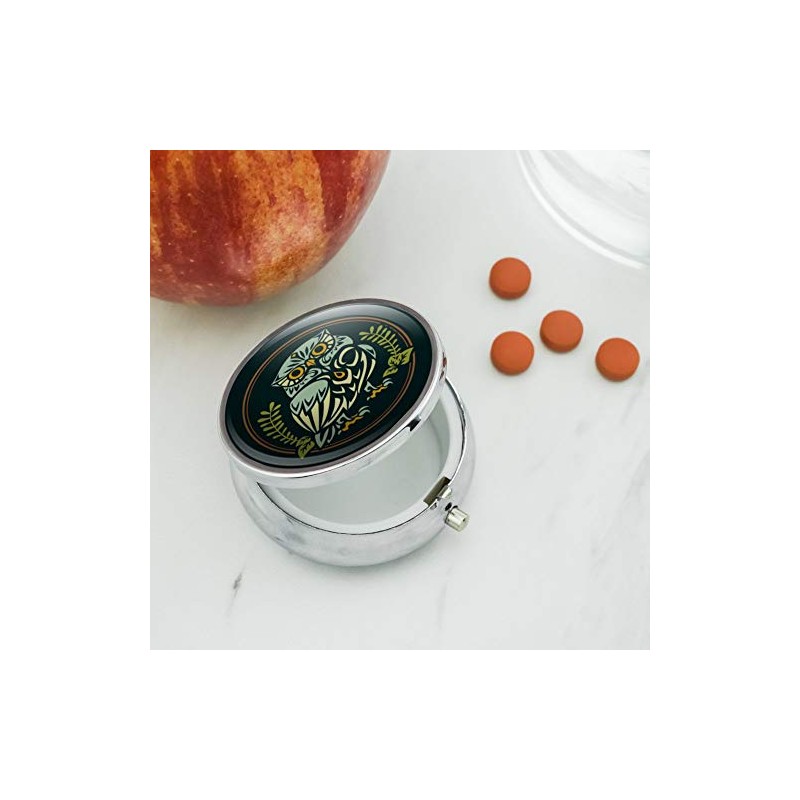 Wise White Tribal Owl Pill Case Trinket Gift Box