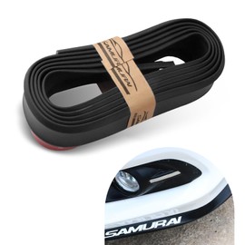 taluoka 1 PC Car Front Bumper Self-Adhesive Protector, 2.5 m/8.2 Ft Anti-Stretch Rubber Waterproof Spoiler Front Lip Anti-Collision Sticker, Front Shovel Modification Accessories, for Cars (Black)