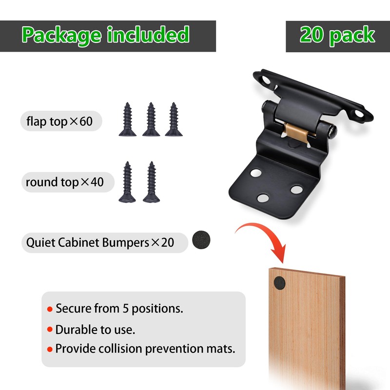 20 Pack 10 Pairs 3/8" Inset Cabinet Door Hinges Matte