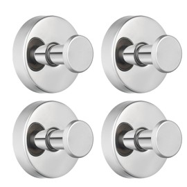 Eolax Suction Cup Hooks for Shower/Bathroom Heavy Duty Removable for Towels, Robes, Loofah - No Drill Stainless Steel Hooks for Glass, Mirror, Tile, Kitchen (4-Pack) Chrome