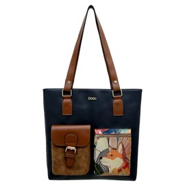 DOGO Vegan Women's Shoulder Bags Handmade Shoulder Bags and Handbag Multi Pocket Bag, Blooming Dog