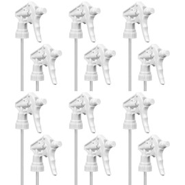 Heavy Duty Universal Industrial Replacement Mist & Stream White Trigger Sprayer with 9.5 Inch Tube 28-400 Neck Size (Pack of 12) (White)