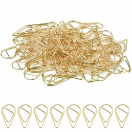 Paper Clips,100 Pcs Gold Paper Clips Small Paperclips Metal Water Drop Paper Clip Little Teardrop Paperclip for for Office School,Home Document Paper, Poster, Photo