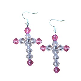 Crystal Cross Earrings - MANY COLORS - Pink Crystal Earrings - Cross Charm Jewelry - Easter Earrings - Christmas Gift - Birthday Gift Earrings- MATCHING BRACELET/NECKLACE AVAILABLE