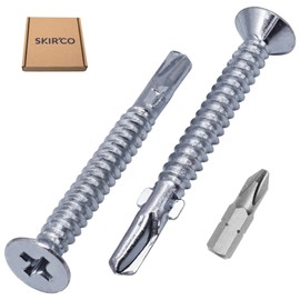 SKIR'CO (30 pcs) Zinc Plated Steel 4.8 x 45 mm Self-Drilling Screws with Wings, PH Countersunk Head