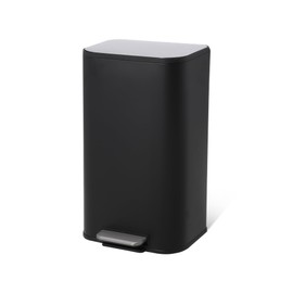 MilleLoom Kitchen Trash Can, 8 Gallon Stainless Steel Garbage Can with Lid, Step-On Pedal and Inner Bucket, Rectangular Trash Can for Home Kitchen Office Living Room (30 L, Black)
