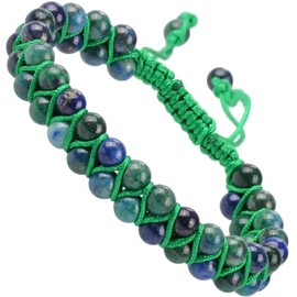MASSIVE BEADS Natural Chakra Healing Power Crystals Macrame Bracelet Yoga Double Layer Stone Beads Gemstone Meditation Relax Anxiety Bangle for Unisex Women Men (Chrysocolla, 6mm)