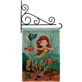 Breeze Decor Tropical Fishies Burlap Garden Flag Set Wall Holder Coastal Sea Creatures Nautical Ocean Fish Outdoor Summer Marine House Decoration Banner Small Yard Gift Double-Sided, Made in USA