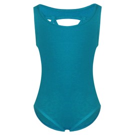 Phineein Maillot de gimnasia de ballet sin mangas para niñas – Unitards atléticos de espalda cruzada para niños, verde azulado, Adulto Medium