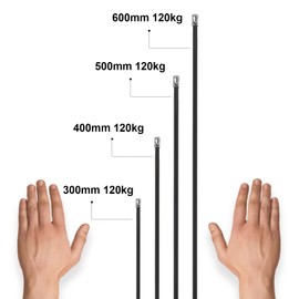 OFFO Black Stainless Steel Bands, 100% SUS304 Stainless Steel Cable Ties 0.18 x 23.6 inches (60 mm) (Set of 60), For Outdoor Use, Heat Resistant, UV Resistant, Weather Resistant, Chemical Resistant, Stainless Steel Insulator