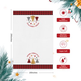 KGHYT Merry Christmas Tree Joy Kitchen Towels,16x24 Inches Set of 2,Tea Towels Dish Towels Hand Towels for Home Kitchen Farmhouse Bathroom Decor.(017)