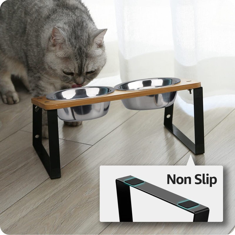 AYADA Elevated Cat Bowls, Height Adjustable Raised with Stand Lifted