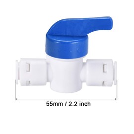 uxcell Quick Connector Ball Valve, Push in to Connect Water Tube Fitting, 1/4" Tube OD, for RO Water Systems, Water Purifiers Water Filters, Blue Handle, White 2Pcs
