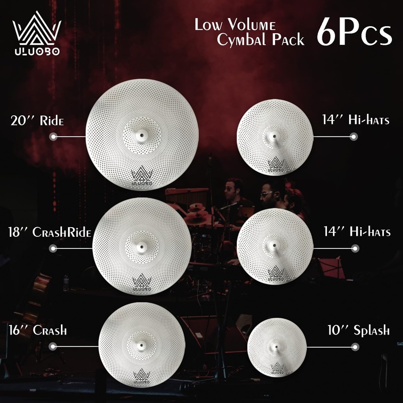 Low Volume Cymbal Pack 6 Pieces, Silent Cymbals, Quiet Cymbals