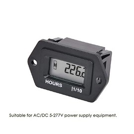 Jayron Digital LCD Hour Meter Voltage AC/DC 5V to 277V,Non-Polarized,Snap-in Installation,Waterproof Design for ZTR Lawn Mower Tractor Generator Club Car Compressor