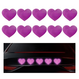 SHMZK 10PCS Vinyl Decal for Cars, High Intensity Reflective Sticker Night Safety Sign Bumper Decals, Waterproof Grid Vinyl Stickers Scratch Cover for Auto Window Laptop (Heart, Purple)