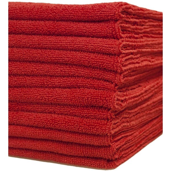 DRI Professional Extra-Thick Microfiber Cleaning Cloth 24 Pack Red (16IN x 16IN, 300GSM, Commercial Grade All-Purpose Microfiber Highly Absorbent, LINT-Free, Streak-Free Cleaning Towels)