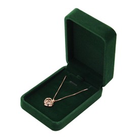 Bototack Velvet Necklace Box, Rectangle Jewelry Gift Boxes Necklace Display Case for Engagement Wedding Birthday Gifts (Green-rectangular)