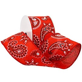 Morex Ribbon Wired Texas Two Step Ribbon, 2.5 inches by 10 Yards, Red, 7527.60/10-609