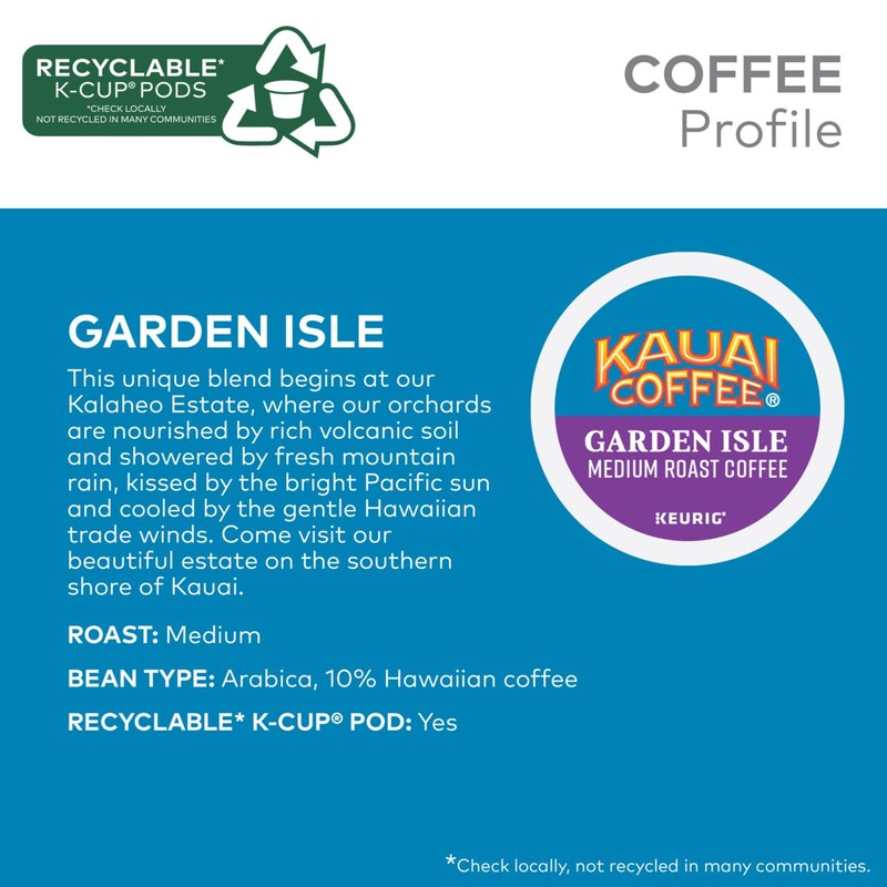 Kauai Coffee Garden Isle Medium Roast - Compatible with Keurig