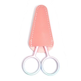 Yutoner Premium Manicure Rounded Tip Scissors Multi-purpose Stainless Steel Cuticle Pedicure Beauty Grooming Shears for Nail, Eyebrow, Eyelash, Nose Hair (Pink 4 Inch With Artificial Leather Cover)