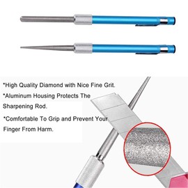 Retractable Knife Sharpener 1PC, Bi fujian Portable Diamond Grit Steel Knife Sharpening Stone Rod Pen Shape Knife Blade Sharpener Stick for Kitchen Knife and Outdoor Fish Hook (Blue)