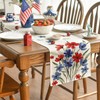 Artoid Mode Poppy Flowers Leaves 4th of July Table Runner,