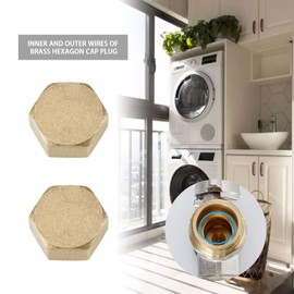 ECSiNG 4pcs 1/2" Brass Hex Blanking Hose Cap Nut with Rubber Washers Pipe Thread Female Stop End Connectors No Leaks for Washing Machine Valve Radiator Valve