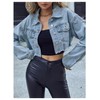 WDIRARA Women's Button Front Drop Shoulder Crop Denim Jackets Collar