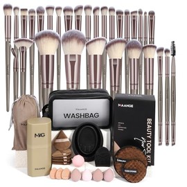 MAANGE Juego de Brochas de Maquillaje de 51 Piezas Brochas de Maquillaje Profesionales Suaves Base Polvo Delineador de Ojos Sombra de Ojos Juego de Br