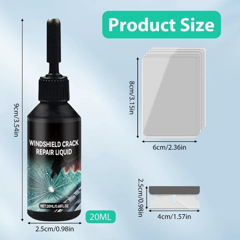 2 Pcs Windshield Glass Repair Kit, 20ml Auto Windshield Crack