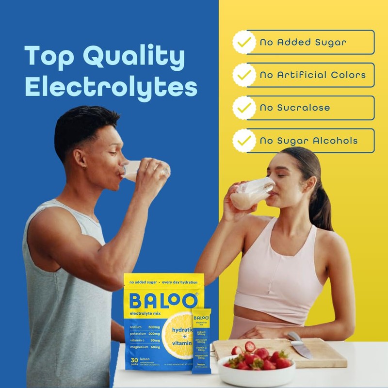 Baloo Electrolyte Powder Packets - No Added Sugar Instant Hydration