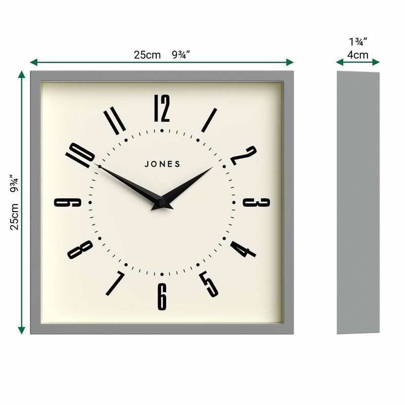 JONES CLOCKS® Box Wall Clock | Retro Square | 10